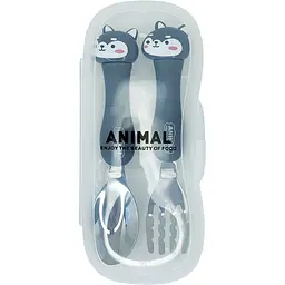 Набір столових приладів MegaZayka Animal Котик металеві в футлярі (0102) - мініатюра 2