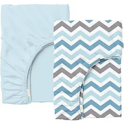Набір простирадл на резинці Cosas LIGHT BLUE/ZIGZAG 140х200х20 см (Set_LightBlue_ZigBlueGrey_140x200_2)