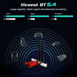 Мережева карта PCI-E Fenvi FV-BE8800 Wi-Fi 7 тридіапазонний адаптер модуль Bluetooth 5.4 Black Red (19127) - мініатюра 7