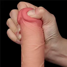 Фалоімітатор Lovetoy Sliding Skin Dual Layer Dong 8" 20 см тілесний - мініатюра 12