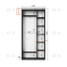 Шафа-купе Idea серія 1 110 x 45 x 240 см Антрацит - мініатюра 2