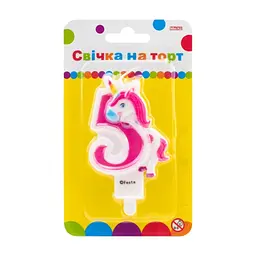 Свічка Maxi двостороння "5" із зображенням єдинорога висотою 7,62 см (MX622066-5)