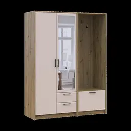 Шафа для одягу Doros Ронді з вішалкою та дзеркалом Дуб Артізан/Кашемір 2 ДСП 142х52х195 (42005270) - мініатюра 9