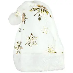 Новорічна шапка Bambi Святого Миколая 6241-22(Gold-2) білий, золоті сніжинки