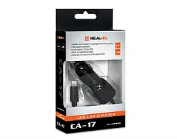 Автомобільний зарядний пристрій REAL-EL CA-17 (2USB, 2.1A) Black + кабель Lightning - мініатюра 8