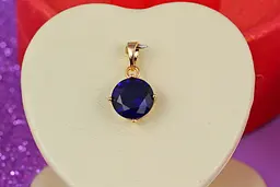 Кулон Xuping Jewelry синій камінь чотири кріплення 10 мм золотистий