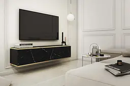 Тумба під телевізор навісна Perfect Home Оро / Oro 2-дверна RTV135 Чорний мармур роял (PFH-091358)