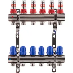Колекторний блок з витратомірами Koer KR.1110-06 1"x6 ways KR2643