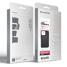 Карбоновый чехол для Apple iPhone 15 Pro Max, LikeCarbon2 MagCase, черный, тонкий защитный чехол-панель из поликарбоната с магнитами N52, MagSafe, противоударный, совместим с беспроводной зарядкой, приподнятые края для защиты камеры, ArmorStandart (ARM83805) - мініатюра 2