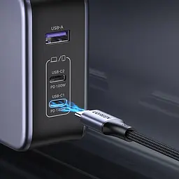 Зарядний комплект блок і кабель 3 порти USB (2хUSB-C+USB-A) Ugreen CD289 140W Gan (90549) - мініатюра 4