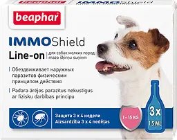 Каплі від бліх і кліщів для собак вагою 1-15 кг Beaphar IMO Shield 3 шт/уп