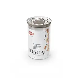 Кругла ємність для зберігання продуктів TOSСA 1.2л, біло-сіра (55450)