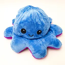М'яка іграшка Восьминіг перевертень двосторонній веселий сумний Mood Octopus 16 см UKC фіолетово/блакитний - мініатюра 3