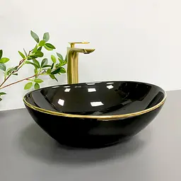 Умивальник VBI Parma black gold Edge накладний VBI-011012, Золотий - мініатюра 5