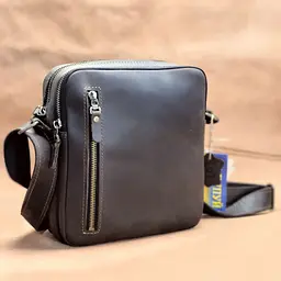 Чоловіча шкіряна сумка через плече GS 22*20*7 см коричнева (БМ 001 кор) 200 мм - мініатюра 1