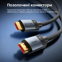 Кабель HDMI Vention ALVHI 2.2 16K 60 Гц 3 м сірий (ALVHI) - мініатюра 2