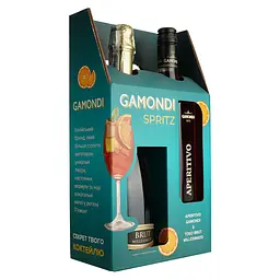 Набір Gamondi Spritz: Ликер Gamondi Aperitivo, 13,5%, 1 л + Игристое вино Toso Brut Millesimato, 0,75 л, 1 л, в подарунковій упаковці - мініатюра 2
