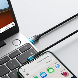 Дата кабель USB-C to Lightning 1.0m 20W 90° corner black/blue Baseus (CAVP000221) - мініатюра 7