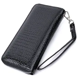 Лакований жіночий гаманець на блискавці із натуральної шкіри ST Leather 22678 чорний - мініатюра 2