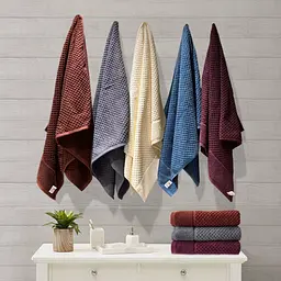 Рушник банний Lovely Svi  бавовна жаккардове для ванної, готелів, СПА - 70 х 140 см Diamond Grid Синій (551124) - мініатюра 6