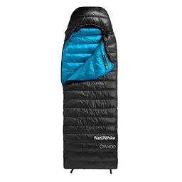 Спальник Naturehike CW400 L (NH18C400-D) з натуральним пухом чорно-блакитний