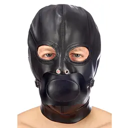 Маска Fetish Tentation Enjoy Pain BDSM Hood With Gag чорний - мініатюра 3