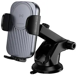 Автотримач з БЗП Borofone BH222 Leading 15W (center console) Black/Metal gray