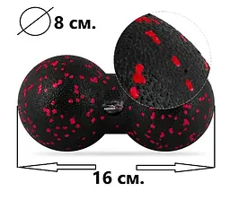 Набір для масажу та йоги PowerPlay PP_4091 EPP (2 м'ячики + валик масажер 15*5,3 см) Red + гумка 11 кг (PP_4091_Red) - мініатюра 6