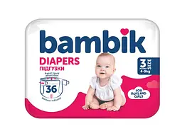 Підгузки BAMBIK 4-9кг 36шт 3 дитячі medium midi