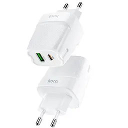 Зарядний пристрій адаптер Hoco C85A Bright dual port charger блок живлення 2 порти білий - мініатюра 2