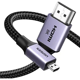 Кабель мультимедійний HDMI M to HDMI micro M 1.0m V2.1 8K60Hz HD164 black Ugreen (15516) - мініатюра 2