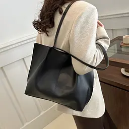 Жіноча сумка шоппер велика з екошкіри Lilly P2-1636A Чорна - мініатюра 4