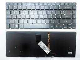 Клавіатура для ноутбука Acer Aspire V5-431 чорна з підсвічуванням, без рамки