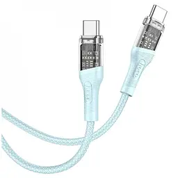 Кабель Hoco U111 Transparent Discovery 60W Type-C to Type-C (1m) Blue