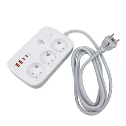 Мережевий фільтр-подовжувач LogicPower LPF-65W-G4, 3x220 В-3520 Вт, 2xUSB-60 Вт, 2xType-C 65 Вт QC/PD - мініатюра 3
