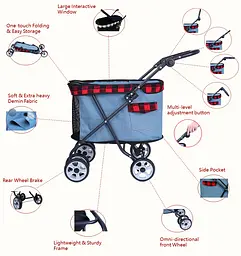 Коляска для маленьких кішок та собак Bestopet Люпосанчик BS-RL-09 Black - мініатюра 8