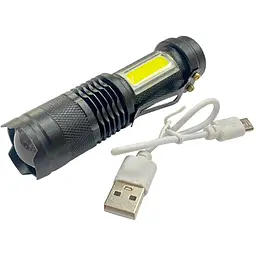 Ліхтар ручний акумуляторний тактичний X-Balog 95мм x 1LED x 1COB x Li-Ion