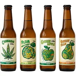 Набір сидрів та перрі Holiday Brewery Класичний: Green Apple, напівсолодкий 6%, 0,33 л + Cannabis, напівсолодкий, 6%, 0,33 л + White Honey Plum, напівсолодкий, 6%, 0,33 л + Перрі Sweet Pear, напівсолодкий, 5,5%, 0,33