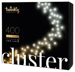 Twinkly Smart LED Гірлянда Twinkly Cluster AWW, 400, Gen II, IP44, довжина 6м, кабель чорний