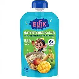 Уцінка. Каша фруктова Elfik Magic Вітамінний мікс-мультизлак 110 г 9 шт.