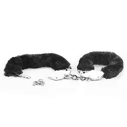 Наручники LoveToy Fluffy Handcuffs (чорний) - мініатюра 2