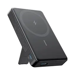 Магнітний Magsafe повербанк Anker A1652 Mag Go 10 000 mAh з бездротовою зарядкою та підставкою чорний