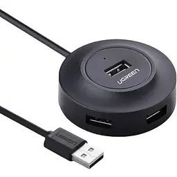 Usb-хаб (концентратор / розгалужувач) Ugreen CR106 Usb 2.0 Hub 4 порти 1m чорний (20277)