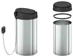 Відро для сміття сенсорне кругле Mixxus Premium Ellipse-TC0109 Chrome-Black 9л MI7083, Чорний матовий - мініатюра 4