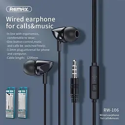 Навушники Remax with mic Wired Earphone RW-106 HD Mic - мініатюра 3