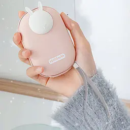 Портативний ЗП Power Bank GXZ-N705 2in1 з обігрівачем для рук 10000 mAh Pink / Rabbit - мініатюра 4