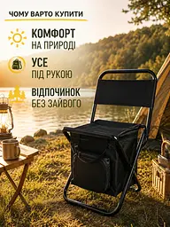 Складаний туристичний стілець із термосумкою до 100 кг 35×28×59 см чорний (49676084) - мініатюра 8