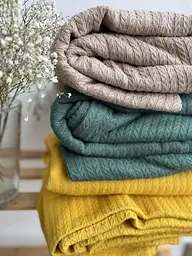 Покривало Zeintex Косичка бавовняне гірчичне - мініатюра 5