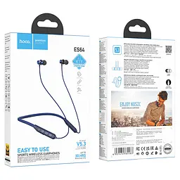 Бездротові спортивні навушники HOCO ES64 Easy Sound sports BT earphones Navy Blue - мініатюра 3