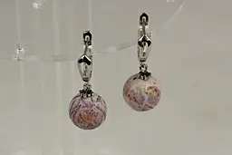 Сережки No Name підвіски кулька чароїт 3,4 см сріблясті